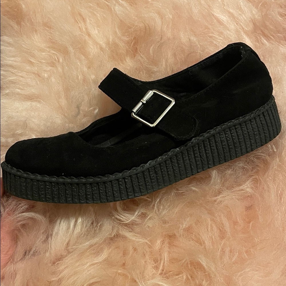 Black Mary Jane Flat with Silver Buckle